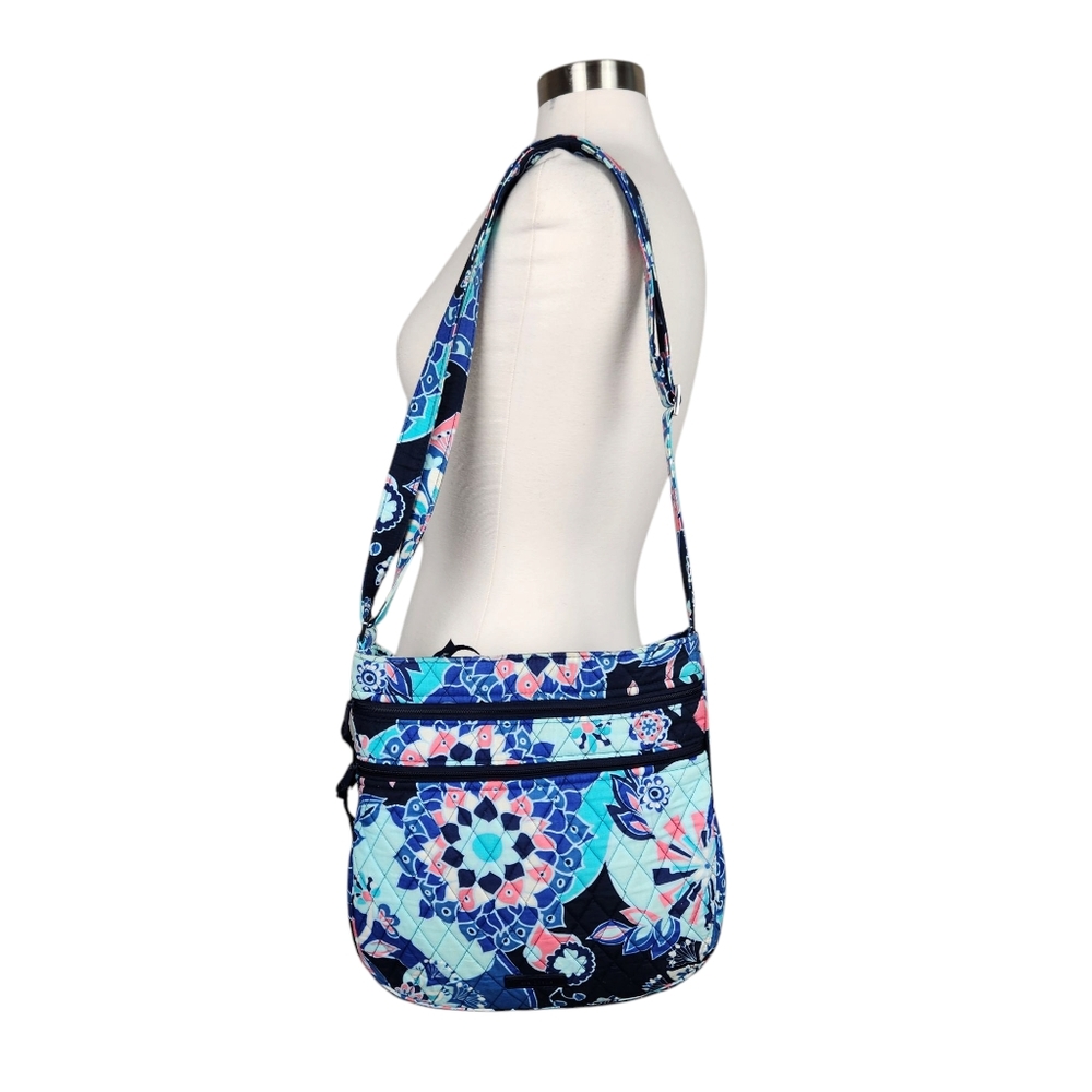 Vera Bradley Lotus Flower Quilted Fabric Crossbody Hipster Purse Bag